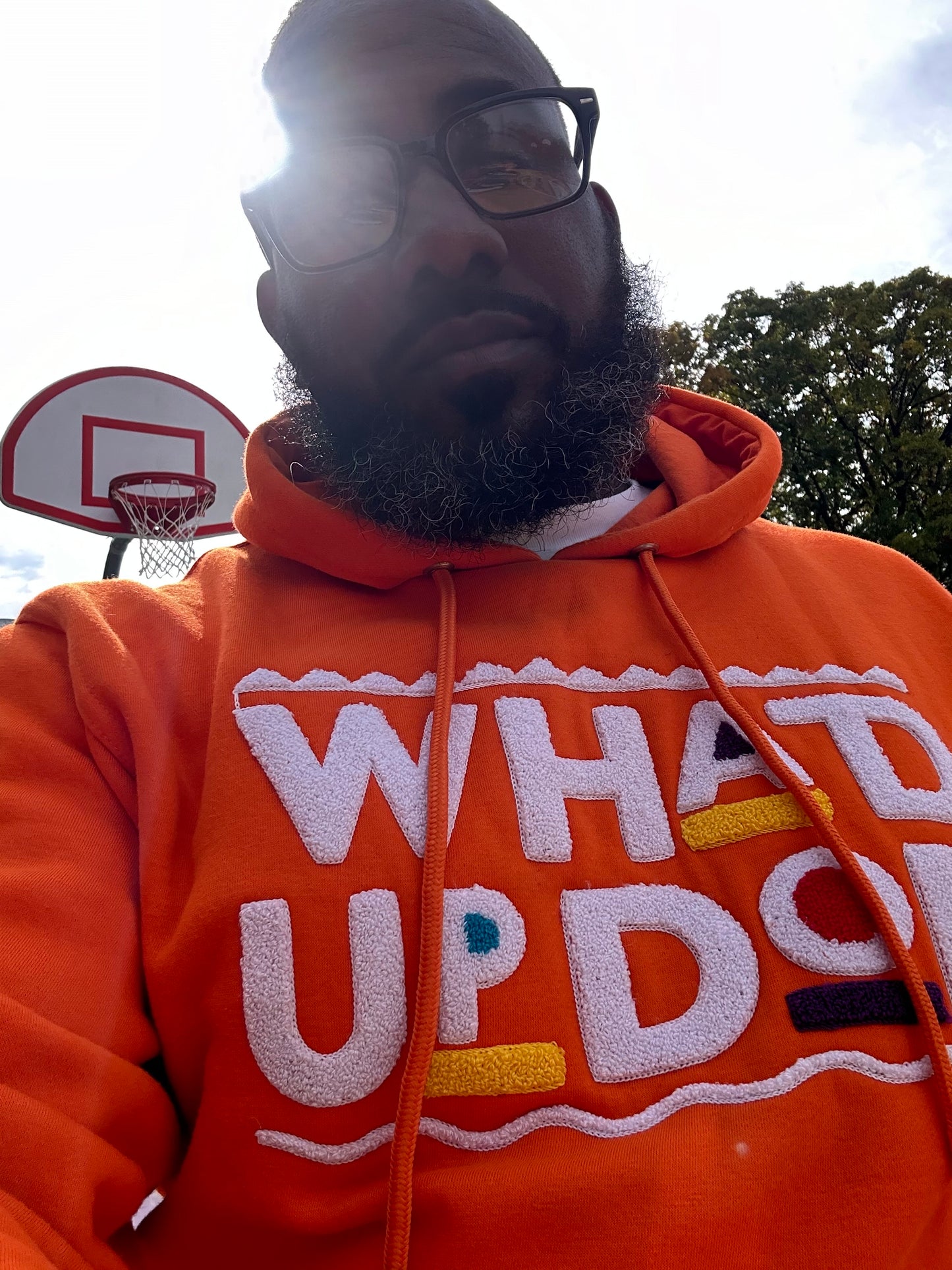 "Whad Up Doe" Orange Chenille Hoodie