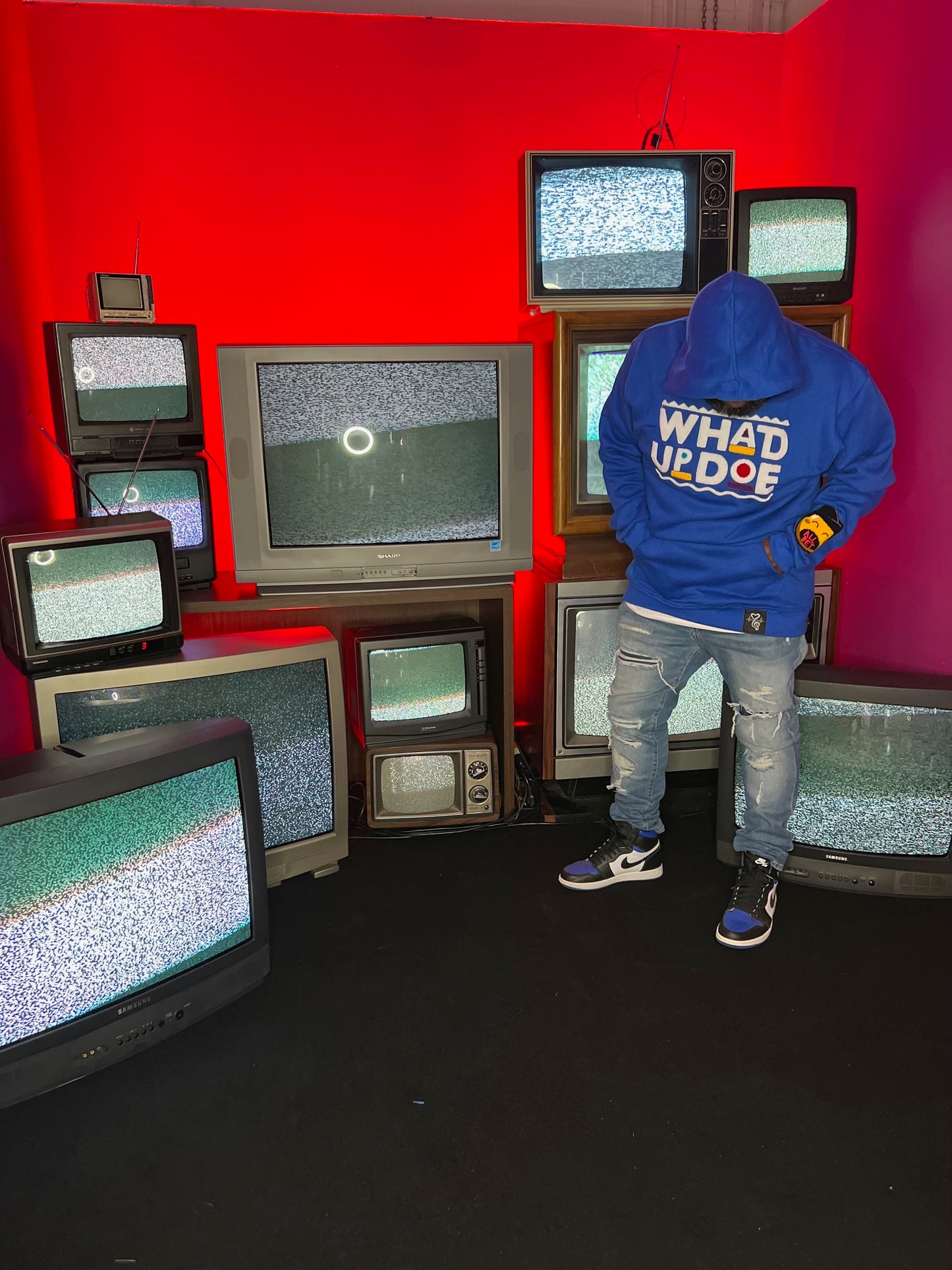 “Whad Up Doe” Royal Blue Chenille Hoodie (made-to-order)