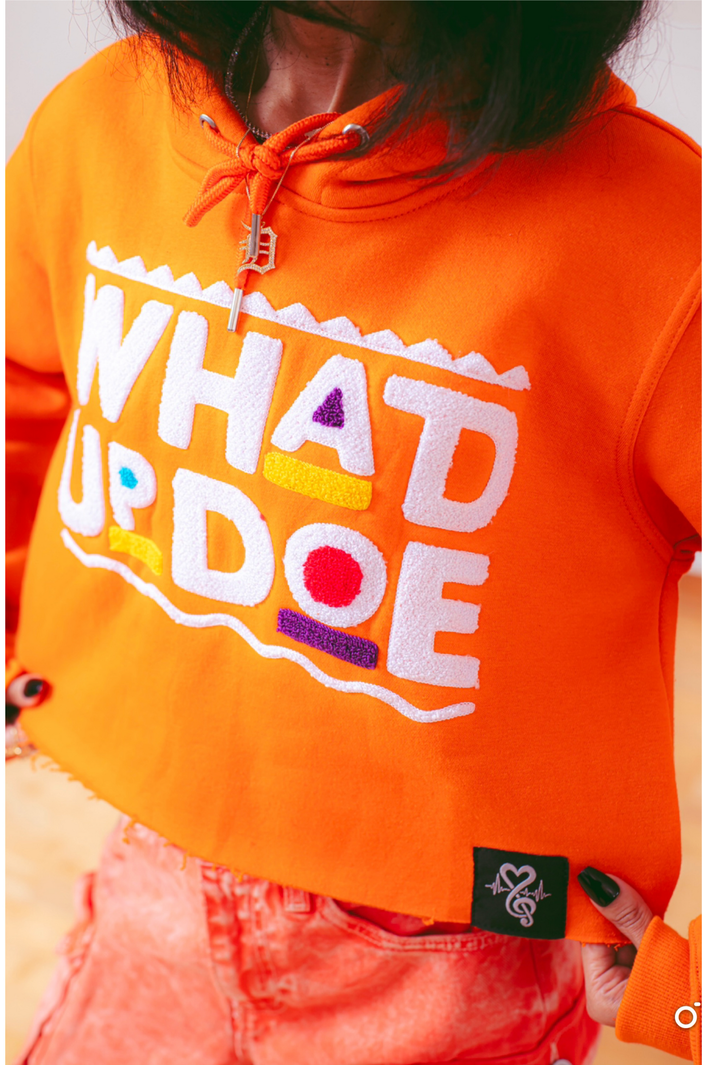 "Whad Up Doe" Crop Chenille Hoodie