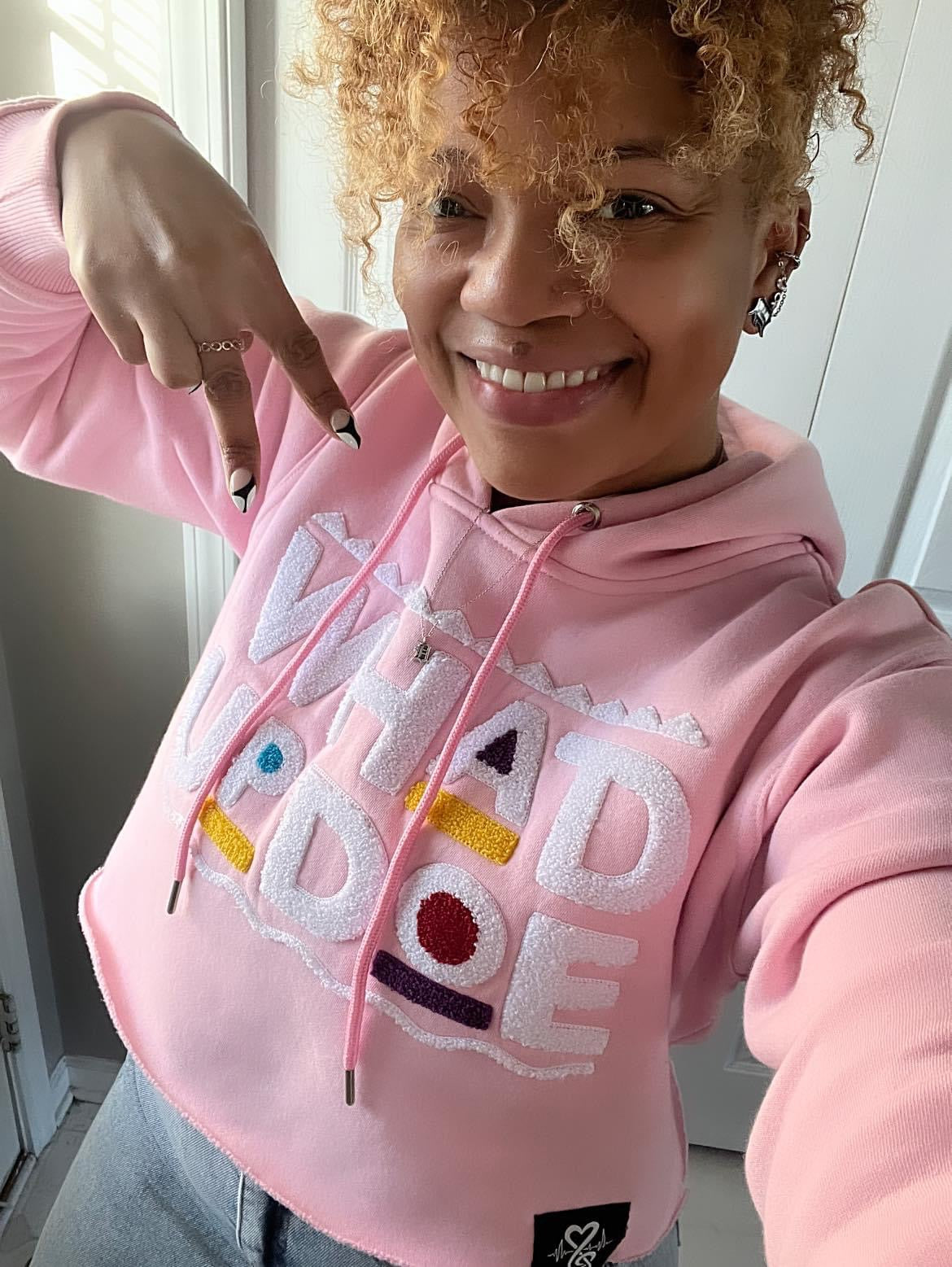 (PreOrder) "Whad Up Doe" Pink Chenille Hoodie