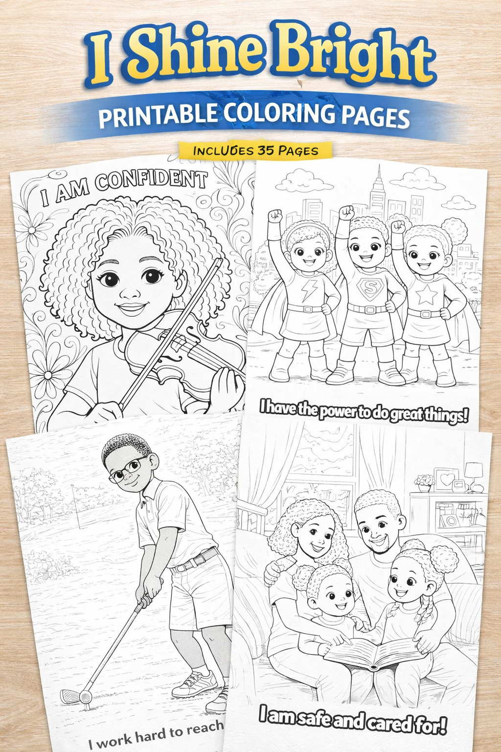I Shine Bright – Kids’ Affirmation Coloring Book (Digital Download)