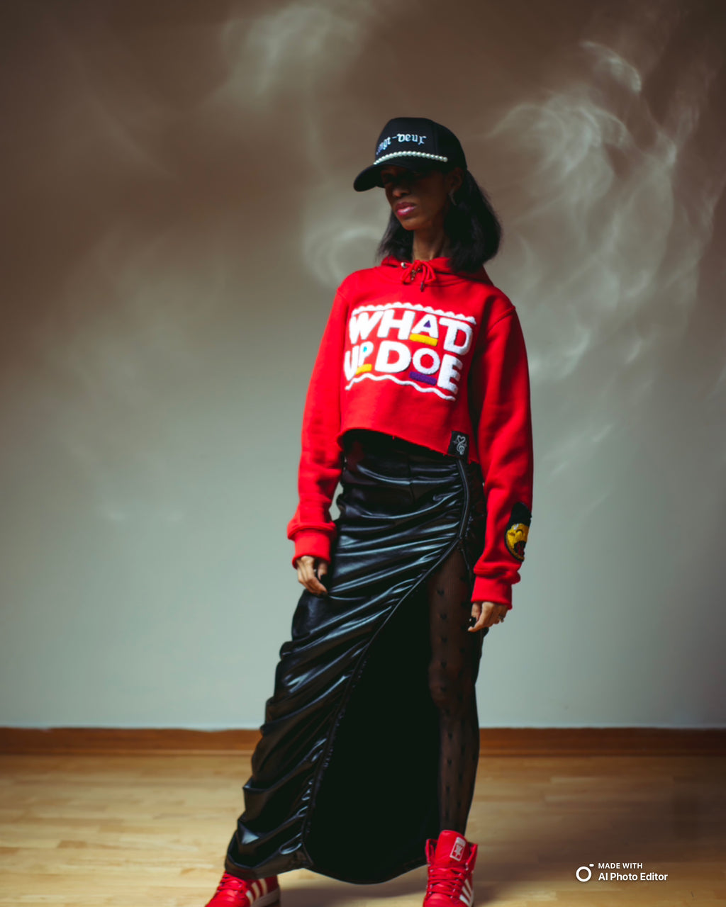 "Whad Up Doe" Crop Chenille Hoodie