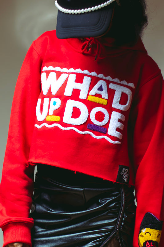 "Whad Up Doe" Crop Chenille Hoodie