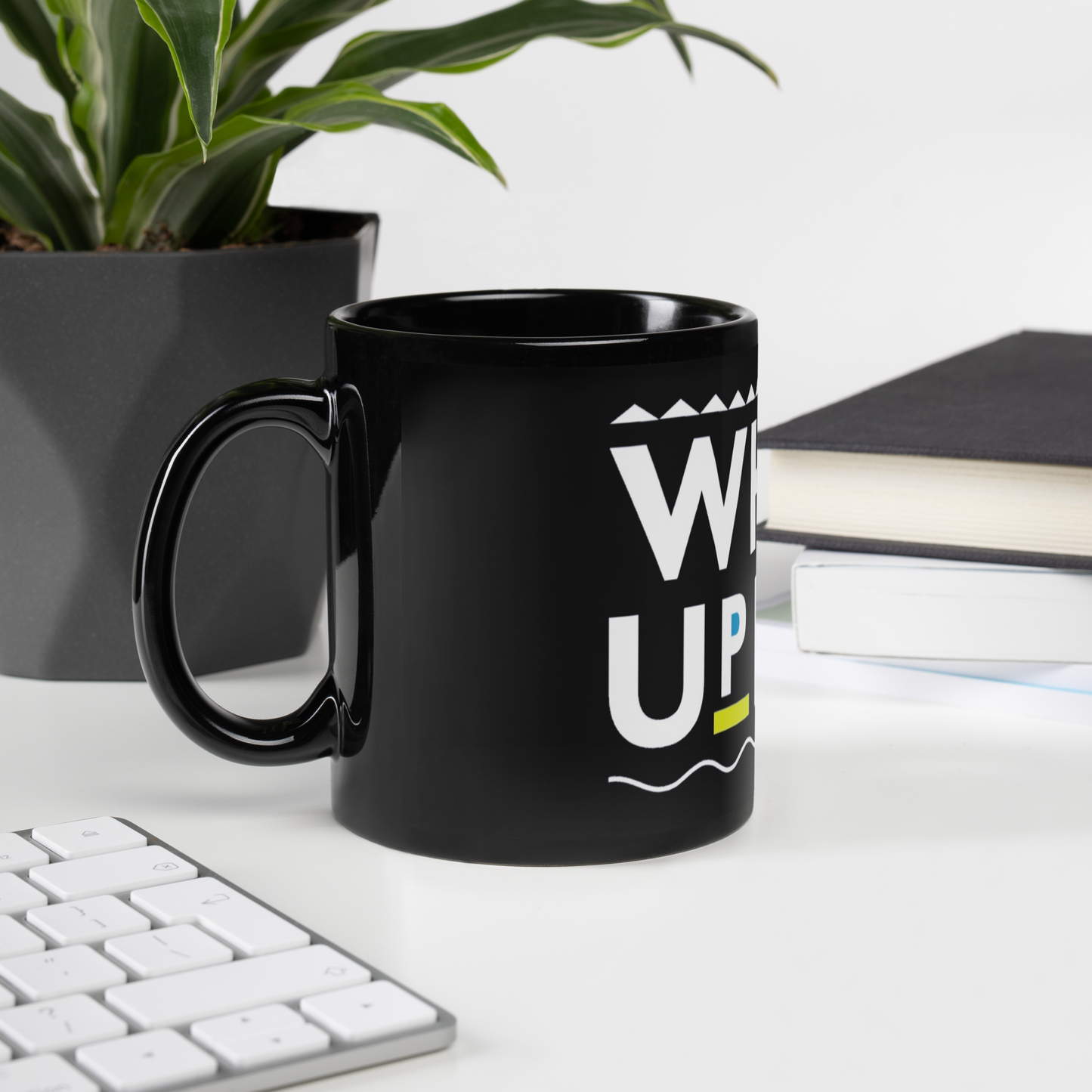 “WhadUpDoe” Black Glossy Mug