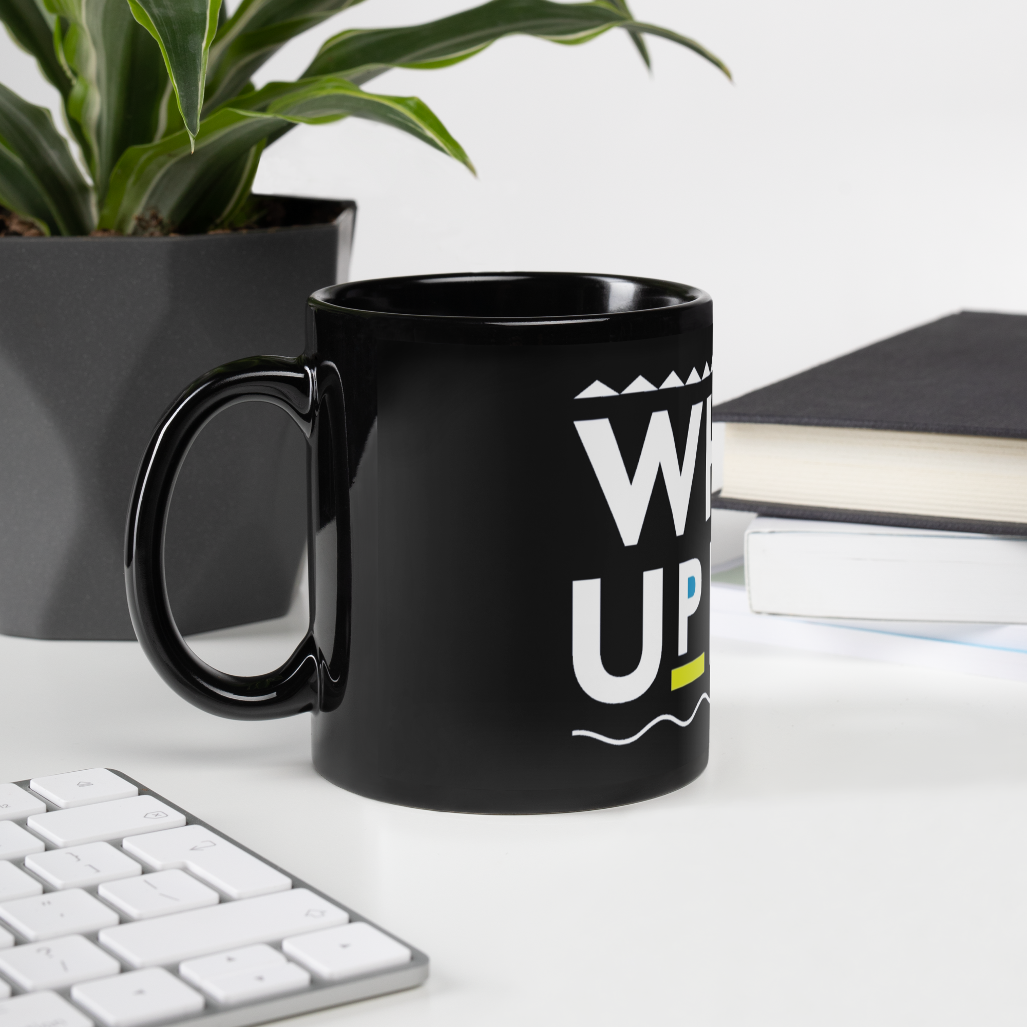 “WhadUpDoe” Black Glossy Mug