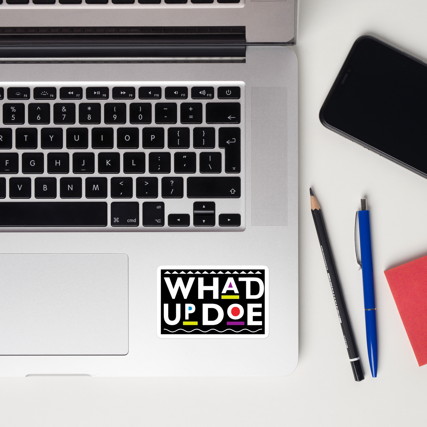 “WhadUpDoe” Black Bubble-free stickers