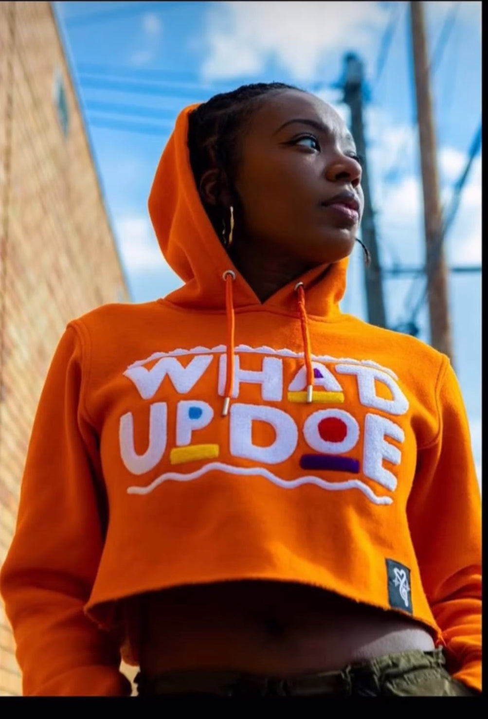 Whad Up Doe Crop Chenille Hoodie