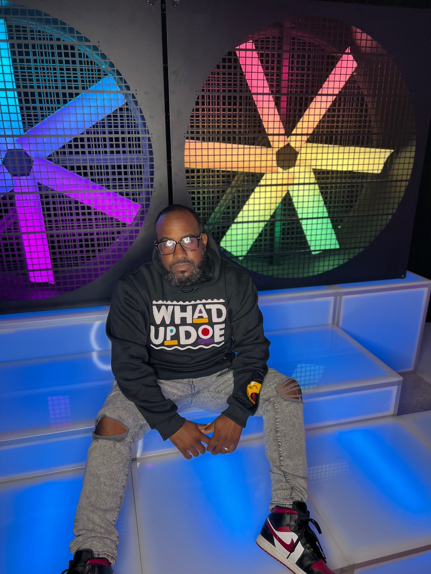 “Whad Up Doe" Black Chenille Hoodie