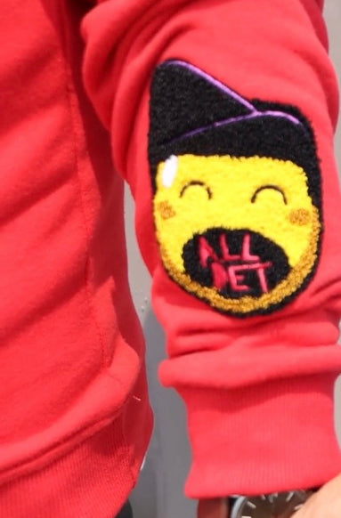 “Whad Up Doe” Red Chenille Hoodie
