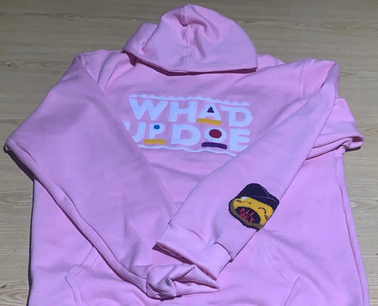 "Whad Up Doe" Pink Chenille Hoodie