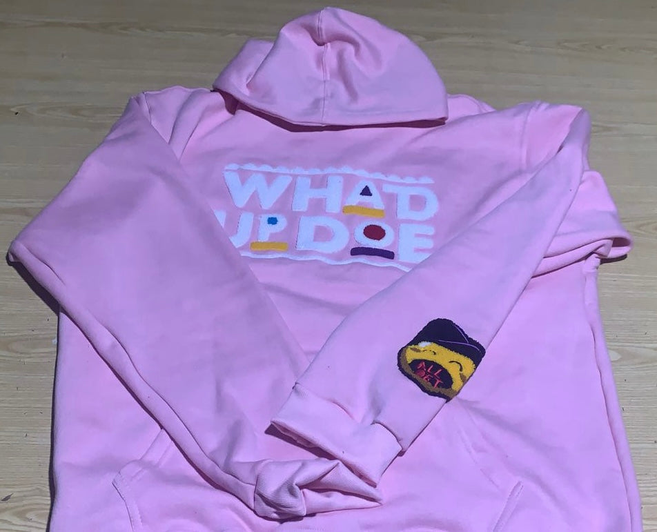 (PreOrder) "Whad Up Doe" Pink Chenille Hoodie