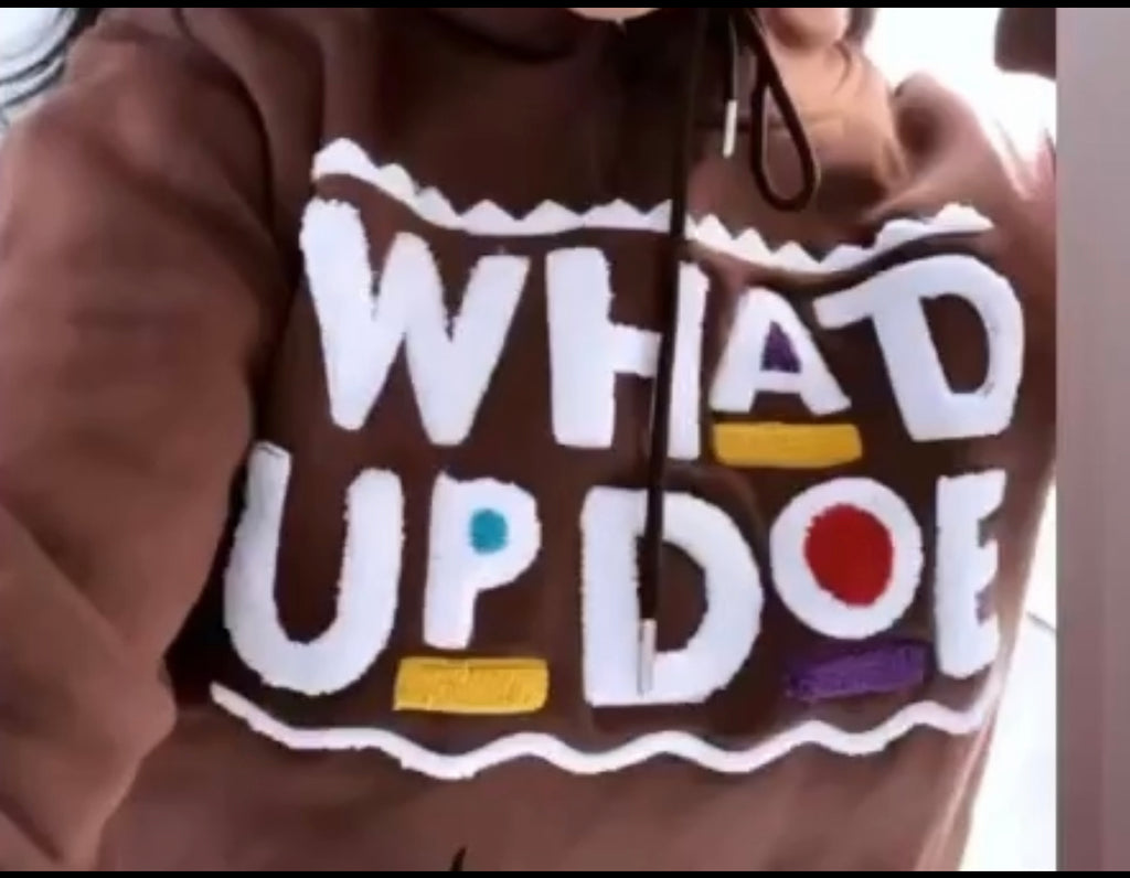 (PreOrder) "Whad Up Doe" Chocolate Chenille Hoodie