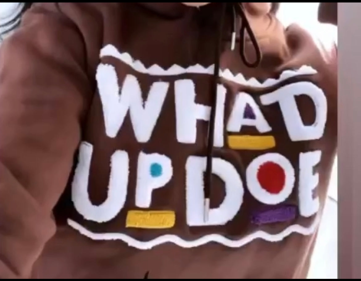 (PreOrder) "Whad Up Doe" Chocolate Chenille Hoodie